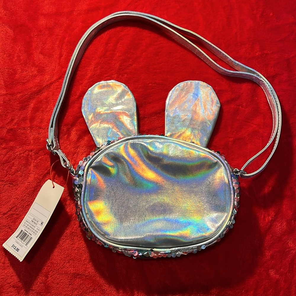 NWT Cat & Jack Girls’ Flip Sequin Bunny Crossbody Bag Purse - Picture 2 of 4